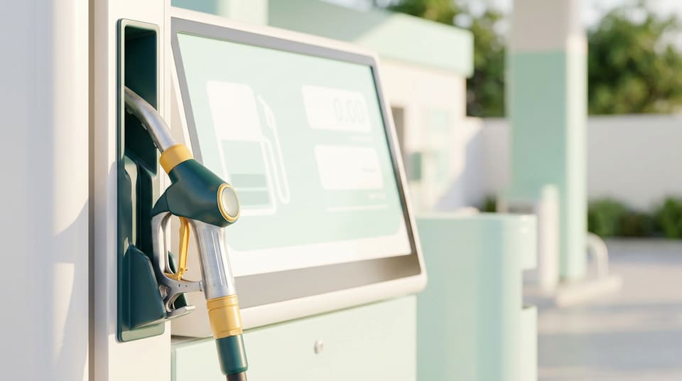 Bico de bomba de combustível em um posto moderno